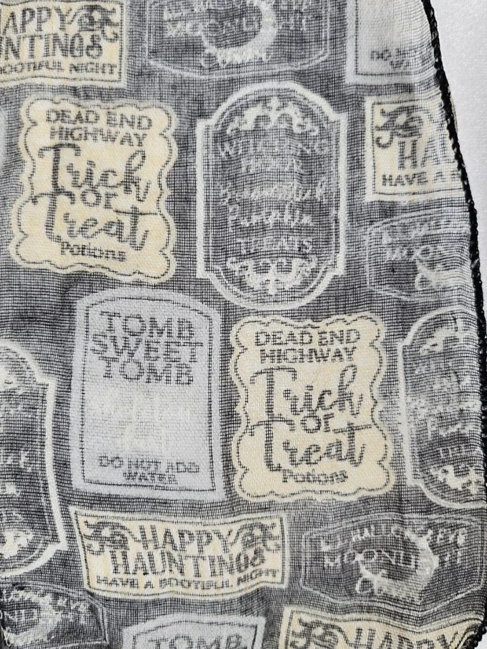 Halloween Scarf | Gothic Tombstone Print | Black Grey Cream | One Size